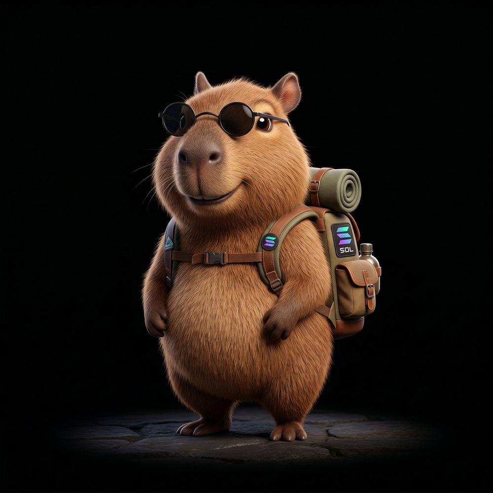 Capybara with adventure backpack